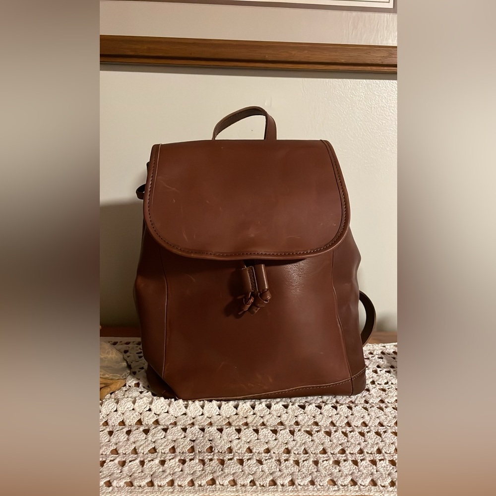 L.L Bean Brown Leather Backpack